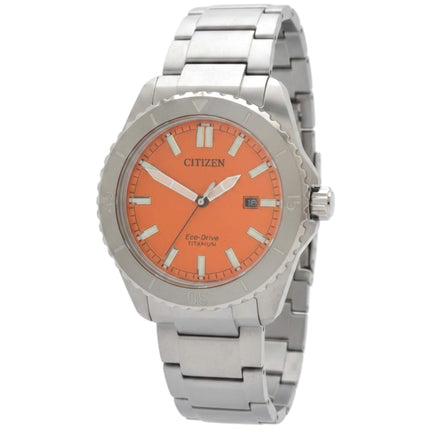 Citizen Men's Watch - Brycen Eco-Drive Orange Dial Titanium Bracelet | AW1840-50X ,