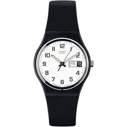 Swatch Unisex Watch - Classic Once Again Quartz White Dial Black Strap | GB743-S26 ,