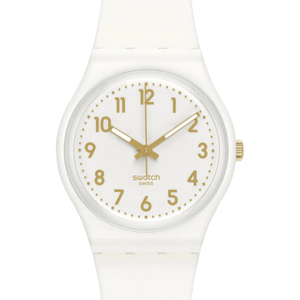 Swatch Women's Watch - Classic White Bishop Quartz White Dial Strap | SO28W106-S14 ,