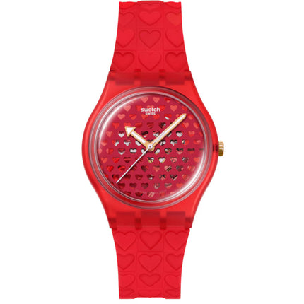 Swatch Unisex Watch - Valentine's Day Love In Scarlet Quartz Red Strap | SO28Z122 ,