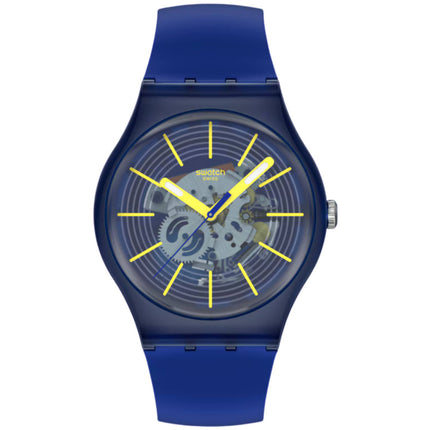Swatch Unisex Watch - Swatch Essentials Revealed In The Depths Blue Strap | SO29I100 ,