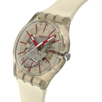 Swatch Unisex Watch - Revealed In The Sand Quartz Beige Skeleton Dial Strap | SO29K119 ,