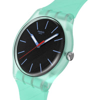 Swatch Unisex Watch - Hint Of Mint Quartz Black Dial Silicone Strap | SO29L103 ,