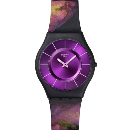 Swatch Unisex Watch - Paradise Bloom Quartz Purple Dial Silicone Strap | SS08B106 ,