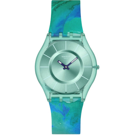 Swatch Unisex Watch - Paradise Mist Quartz Turquoise Dial Silicone Strap | SS08G111 ,