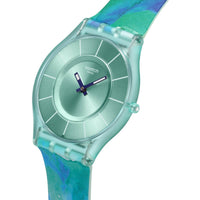 Swatch Unisex Watch - Paradise Mist Quartz Turquoise Dial Silicone Strap | SS08G111 ,