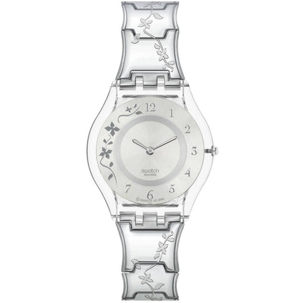 Swatch Women's Watch - Climber Flowery Silver Tone Dial Steel Bracelet | SS08K100G ,