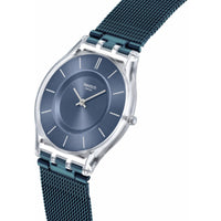 Swatch Unisex Watch - Cool Skies Quartz Blue Dial Mesh Bracelet | SS08K120M ,
