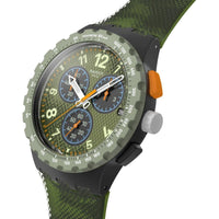 Swatch Unisex Watch - Midday Camo Black Case Light Green Dial Silicone Strap | SUSB423 ,