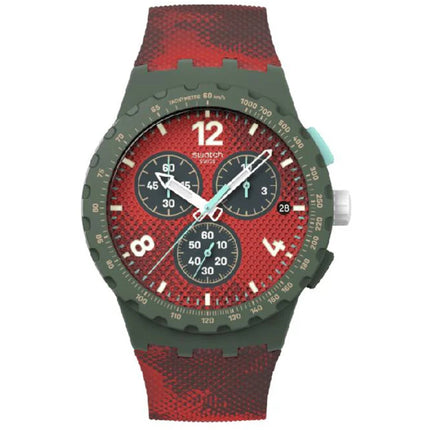 Swatch Unisex Watch - Swatch Essentials Crimson Foliage Red Silicone Strap | SUSG410 ,