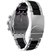 Swatch Unisex Watch - Irony Made In Black Chrono Two Tone Steel Bracelet | YCS118G ,