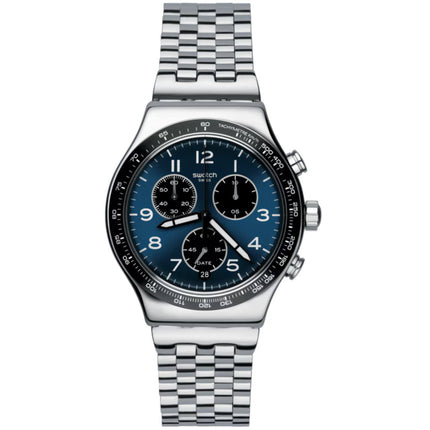 Swatch Unisex Watch - Core Boxengasse Chrono Blue and Black Dial Bracelet | YVS423GC ,