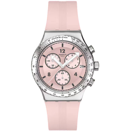 Swatch Women's Watch - Swatch Essentials Poppingly Pink Chrono Rubber Strap | YVS532 ,