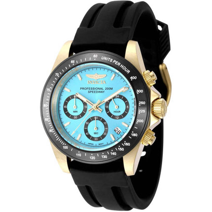 Invicta Men's Watch - Speedway Chrono Light Blue Dial Black Silicone Strap | 50491 ,
