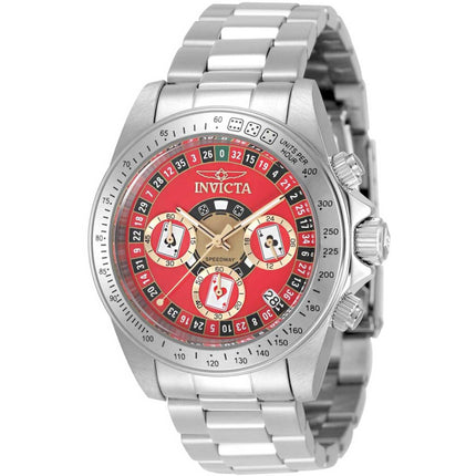 Invicta Men's Watch - Speedway Chronograph Red Dial Silver Tone Bracelet | 50494 ,