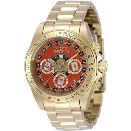 Invicta Men's Watch - Speedway Quartz Chronograph Red Dial Yellow Gold Case | 50496 ,