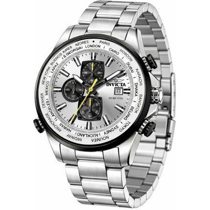 Invicta Men's Watch - Aviator Quartz Chronograph Silver and Gunmetal Bezel | 50501 ,