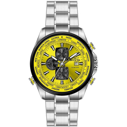Invicta Men's Watch - Aviator Quartz Yellow Dial Stainless Steel Bracelet | 50503 ,