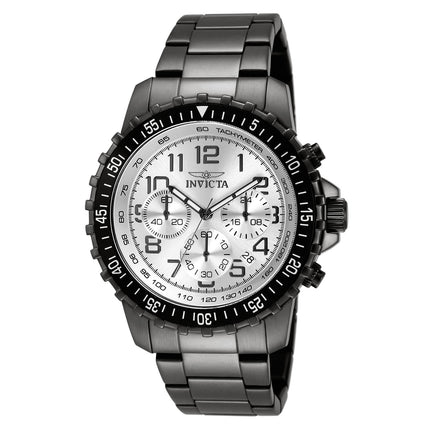 Invicta Men's Specialty Pilot Chronograph Watch - Silver Dial Gunmetal Ion Plated ,