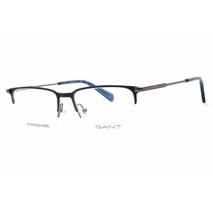 Gant Men's Eyeglasses - Matte Blue Metal Half Rim Rectangular Frame | GA50053 091 ,