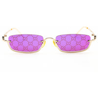 Gucci Unisex Sunglasses - Gold Metal Rectangular Shape Full Rim Frame | GG1278S 005 ,