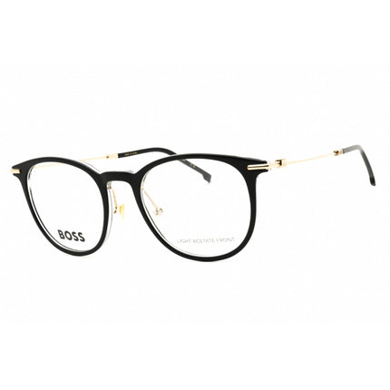 Hugo Boss Men's Eyeglasses - Black/Gold Acetate Round Full Rim Frame | 1483 02M2 00 ,