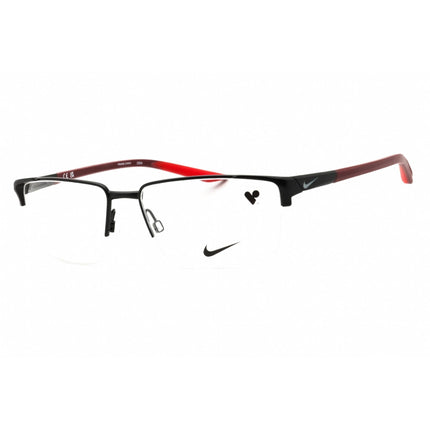 Nike Men's Eyeglasses - Satin Black/Matte Team Red Metal Half Rim Frame | 8054 006 ,