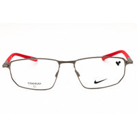 Nike Men's Eyeglasses - Satin Gunmetal/University Red Oval Full Rim Frame | 6067 076 ,