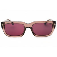 Tom Ford Unisex Sunglasses - Shiny Light Brown Acetate Rectangular Frame | FT1075 45U ,