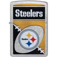 Zippo Windproof Pocket Lighter - NFL Pittsburgh Steelers Chrome Logo Design | 46461 ,