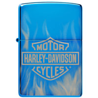 Zippo Windproof Lighter - Harley Davidson Flames Design High Polish Blue | 49469 ,