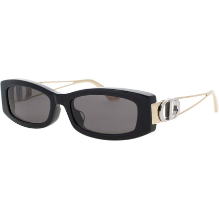 Dior Women's Sunglasses - Shiny Black/Gold/Silver Rectangular Frame | CD40221F 01A ,
