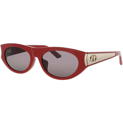 Dior Women's Sunglasses - Shiny Red/Gold Plastic Oval Full Rim Frame | CD40225F 66A ,