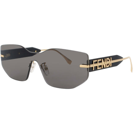Fendi Unisex Sunglasses - Shiny Endura Gold/Black Metal Rimless Frame | FE40066U 30A ,