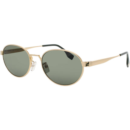 Fendi Unisex Sunglasses - Shiny Endura Gold/Green Metal Round Frame | FE40180U 30N ,