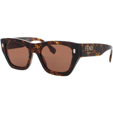Fendi Women's Sunglasses - Coloured Havana Square Shape Full Rim Frame | FE40100I 55E ,