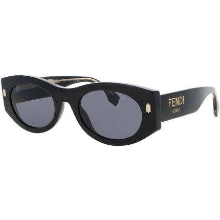 Fendi Women's Sunglasses - Shiny Black/Gold Plastic Full Rim Frame | FE40125I 01V ,