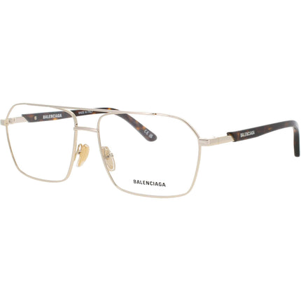 Balenciaga Men's Eyeglasses - Havana/Gold Metal Pilot Full Rim Frame | BB0248O 002 ,