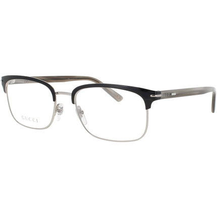 Gucci Men's Eyeglasses - Havana/Silver Metal Square Shape Full Rim Frame | GG1448O 003 ,