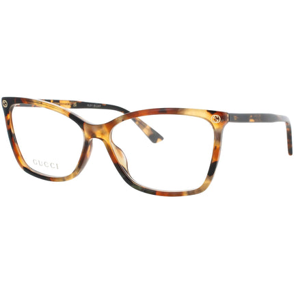 Gucci Women's Eyeglasses - Havana Acetate Cat Eye Shape Full Rim Frame | GG0025O 014 ,