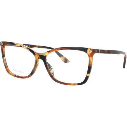 Gucci Women's Eyeglasses - Havana Acetate Cat Eye Shape Full Rim Frame | GG0025O 016 ,