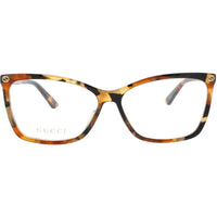 Gucci Women's Eyeglasses - Havana Acetate Cat Eye Shape Full Rim Frame | GG0025O 016 ,