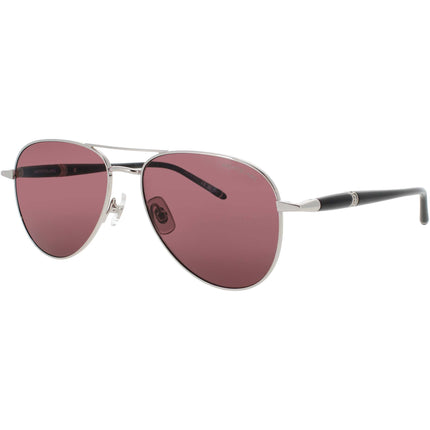 Mont Blanc Men's Sunglasses - Silver/Black Metal Aviator Full Rim Frame | MB0345S 002 ,