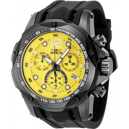 Invicta Men's Watch - Speedway Chronograph Yellow Dial Black Silicone Strap | 48908 ,