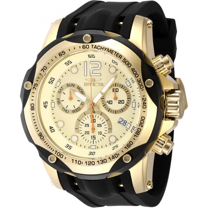 Invicta Men's Watch - Speedway Chronograph Gold Tone Dial Black Silicone Strap | 48910 ,