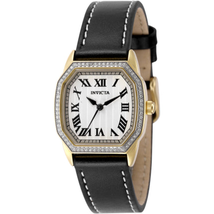 Invicta Women's Watch - Wildflower Quartz Silver Dial Black Leather Strap | 50593 ,