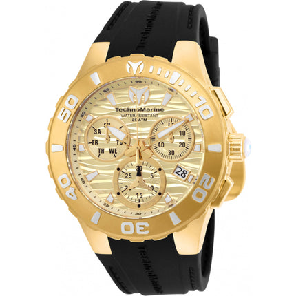 Technomarine Men's Watch - Cruise Medusa Chrono Gold Dial Black Strap | TM-115079 ,