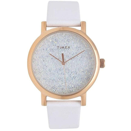 Timex Women's Watch - Crystal Opulence Quartz White Dial Leather Strap | TW2R95000JT ,