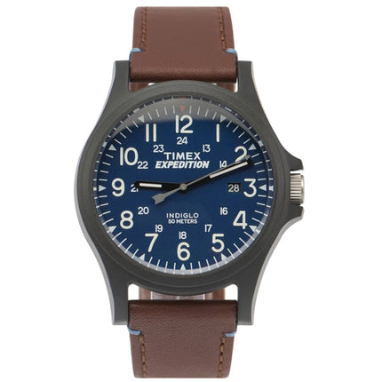 Timex Men's Watch - Expedition Camper Blue Dial Brown Leather Strap | TWF3C81809J ,