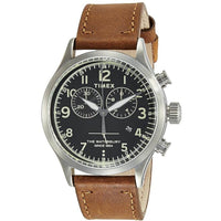 Timex Men's Watch - Waterbury Chronograph Black Dial Tan Leather Strap | TW2R70900VQ ,